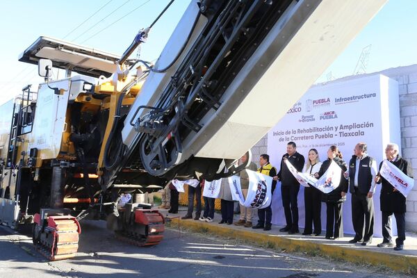 Con los Módulos de Pavimentación e insumos donados por PEMEX intervendrán 6.3 kilómetros en la carretera Puebla-Tlaxcala