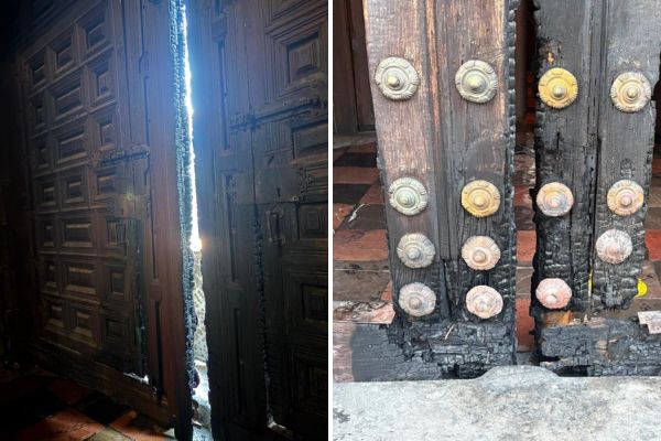 "La Arquidiócesis de Puebla lamenta profundamente los actos vandálicos ocurridos en la madrugada" refirieron sobre el incendio de la Catedral