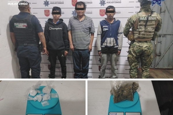 En Huejotzingo realizaron tres acciones operativas que culminaron con la detención de cinco personas por presuntos delitos contra la salud