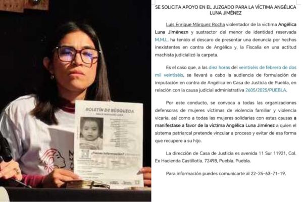 Agrupaciones activistas de Puebla compartieron una convocatoria para apoyar a Angélica Luna en el Centro de Justicia Penal de la 11 sur