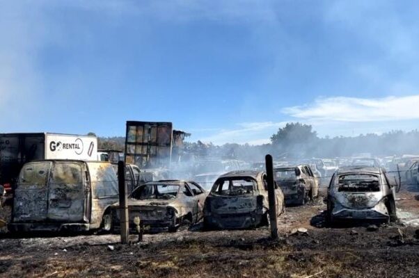 Se calcinan 184 vehículos del corralón de la Fiscalía General de Justicia del Estado de Tlaxcala,