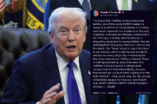 "una afrenta a la grandeza de Estados Unido", dice Trump sobre show de Bad Bunny durante el medio tiempo del Super Bowl