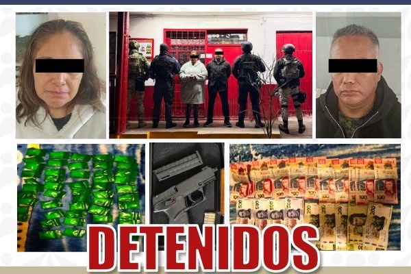 Detuvieron a María del Rayo N. y Rasen N. por su probable responsabilidad en venta de drogas, en el municipio de Huauchinango, Puebla